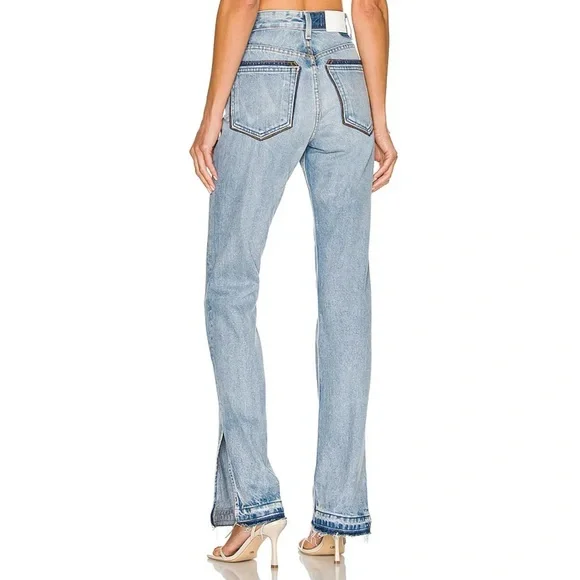 EB Denim Unraveled Two Newport frayed high-rise straight-leg jeans women’s 28 - Picture 2 of 13